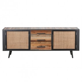  NovaSolo Nordic Rattan Boat Wood & Iron Buffet - 2 Doors 3 Drawers - Front Angle