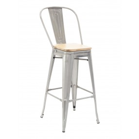 Industrial Barstool - Clearcoat & Solid Colors - White Seat plate