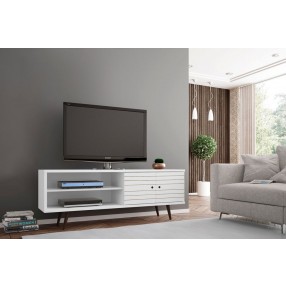 Liberty 62.99" Mid Century - Modern TV Stand with 3 Shelves and 2 Doors with Solid Wood Legs