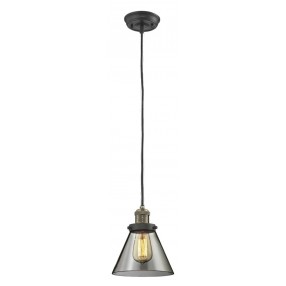 Glass Pendant With 10 Feet Cord - Brushed Brass - Smoked Glass