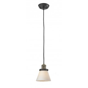 Glass Pendant With 10 Feet Cord - Black/Brushed Brass - Matte White Cased Glass