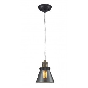 Glass Pendant With 10 Feet Cord - Brushed Brass - Smoked Glass