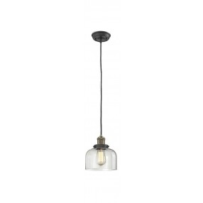 Glass Pendant With 10 Feet Cord - Black/Brushed Brass - Clear Glass