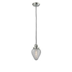 Glass Pendant With 10 Feet Cord - Polished Nickel - CLEAR CRACKEL GLASS