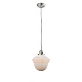 Glass Pendant With 10 Feet Cord - Polished Nickel - WHITE GLASS