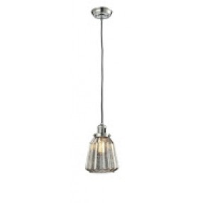 Glass Pendant With 10 Feet Cord - Polished Nickel - MERCURY GLASS