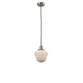 Glass Pendant With 10 Feet Cord - Satin Brushed Nickel - WHITE GLASS