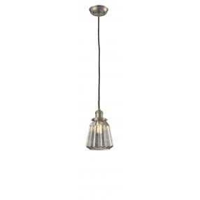 Glass Pendant With 10 Feet Cord - Satin Brushed Nickel - MERCURY GLASS