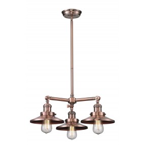 Innovations Lighting Bare Bulb 3 Light Chandelier - Antique Copper Finish