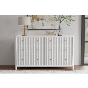 Alpine Furniture Stapleton 6 Drawer Dresser in White - Lifestyle