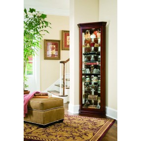 Pulaski Furniture Lighted 8 Shelf Corner Curio Cabinet in Victorian Brown