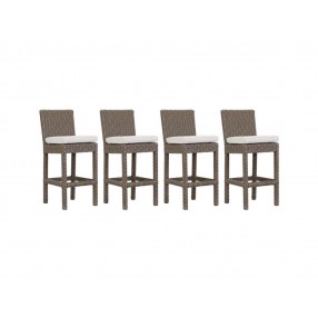 Coronado Wicker Barstool With Cushions - Set in Front Side Angle