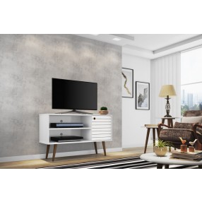 Liberty 42.52" Mid Century - Modern TV Stand with 2 Shelves and 1 Door - White - Lifestyle