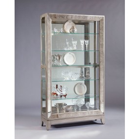 Pulaski Furniture Antique Style 5 Shelf Mirrored Curio Cabinet in Aged Silver