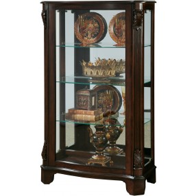 Pulaski Furniture Distinguished Carved 3 Shelf Curio Cabinet in Cherry Brown