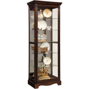 Pulaski Furniture Carved 5 Shelf Mirrored Curio Cabinet in Cherry Brown