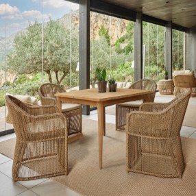 Skyline Design Calixto Square Teak Dining Table Set