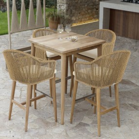 Skyline Design Calixto Square Teak Pub Table Set View