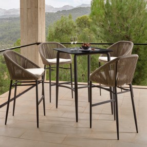 Skyline Design Rodona Square Pub Table with Glass Set