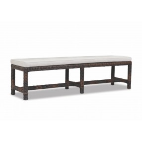 Montecito Dining Bench With Cushions in Canvas Flax With Self Welt - Front Side Angle