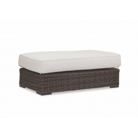 Sunset West Montecito Wicker Double Ottoman with Cushion - Front Side Angle