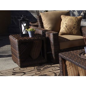 Sunset West Montecito Wicker End Table - Lifestyle