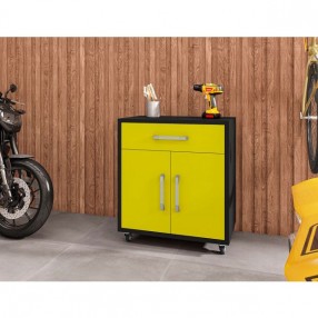 Manhattan Comfort Eiffel 28.35" Mobile Garage Storage Cabinet with 1 Drawer in Yellow Gloss