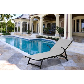 Alfresco Home Oceanview Stackable/Foldable Chaise Lounge in Soho Black - Lifestyle