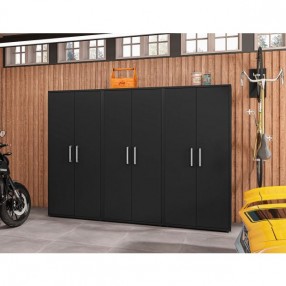 Manhattan Comfort Eiffel Storage Cabinet in Matte Black (Set of 3)