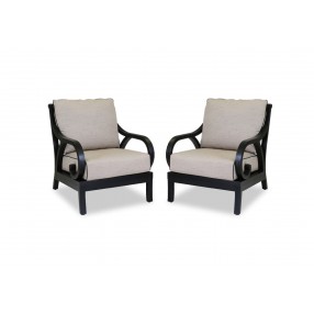 Monterey Wicker Club Chair With Cushions - Set in Front Side Angle