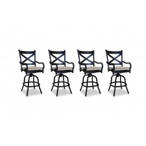 Sunset West Monterey Aluminum Barstool with Cushion - Set in Front Side Angle