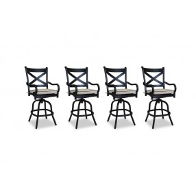 Sunset West Monterey Counter Stool with Cushion - Set of Four - Set in Front Side Angle