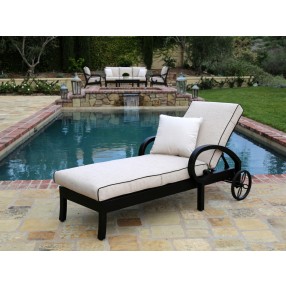 Monterey Chaise Lounge in Frequency Sand w/ Contrast Canvas Java Welt - Lifestyle