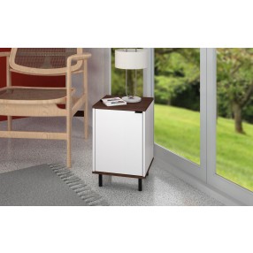Manhattan Comfort Mosholu Nightstand with 2 Shelves in White and Nut Brown