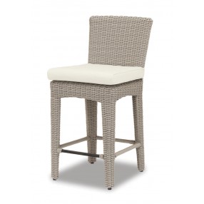 Manhattan Wicker Counter Stool With Cushions In Linen Canvas With Self Welt