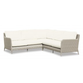 Manhattan Wicker Sectional With Cushions In Linen Canvas With Self Welt