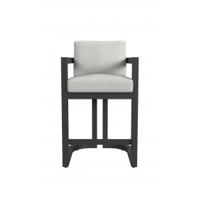 Sunset West Malibu Barstool in Cast Silver, No Welt Front