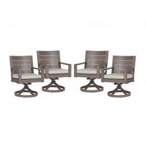 Aluminum Laguna Swivel Dining Chair With Cushions - Set of Four - Angle