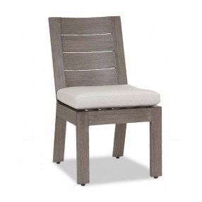 Laguna Armless Dining Chair in Canvas Flax, No Welt - Front Side Angle