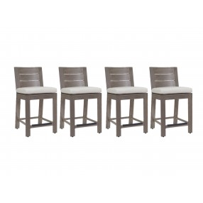 Laguna Counter Stool With Cushions In Canvas Flax - Set in Front Side Angle