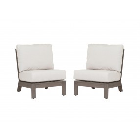 Laguna Aluminum Armless Club With Cushions In Canvas Flax - Set of 2