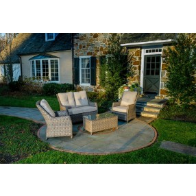 Alfresco Home Rockhill All Weather Wicker 4 Piece Seating Group with Sunbrella Cushions - Lifetstyle
