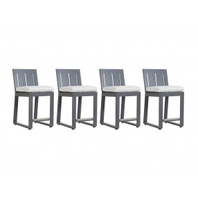 Redondo Barstool With Cushions In Cast Silver - Set in Front Side Angle