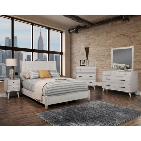 Alpine Furniture Flynn Mid Century Modern California / Standard King Panel Bed, Grey - Lifestyle