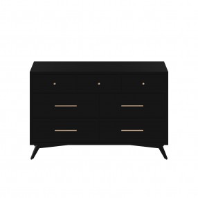 Alpine Furniture Flynn Mid Century Modern 7 Drawer Dresser, Black - Front Angle
