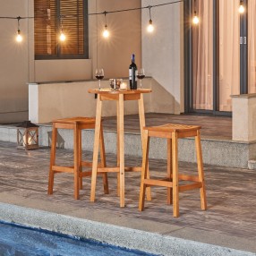 Vifah Kapalua Honey 3-piece Nautical Eucalyptus Wodden Outdoor Bar Set, Lifestyle