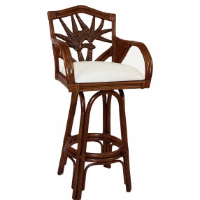 Hospitality Rattan Home Classic Indoor Swivel Rattan & Wicker Stool in TC Antique Finish