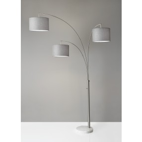 Bowery 3-Arm Arc Lamp - Brushed Steel