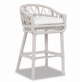 Dana Rope Bar Stool With Cushion in Linen Canvas - Front Side Angle