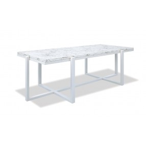 Rectangle Coffee Table With Honed Carrara Marble Top, Frost